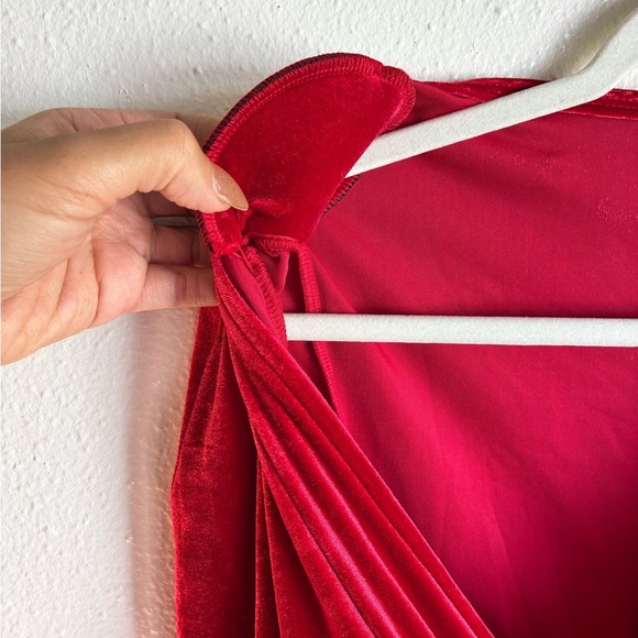 SHEIN Vibrant Velvet Red Holiday Dress - Picture 3 of 7
